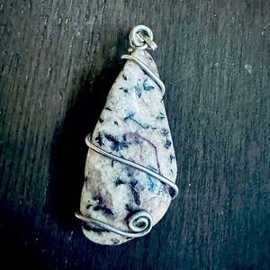 Silver Wire Wrapped Stone Necklace Pendant
